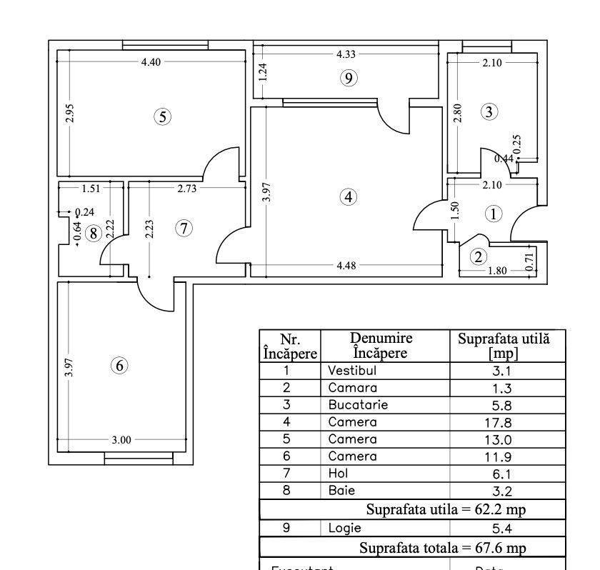 Apartament 3 camere de renovat in bloc anvelopat in zona Obor - Schiță 4