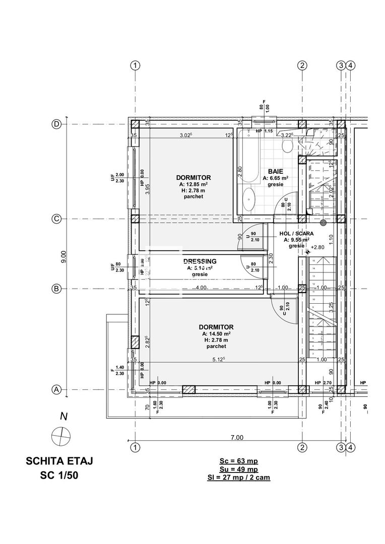 Casă modernă | 4 camere | 3 băi | Terasă 18,75 mp | Selimbar – Str. Triajului - Schiță 9
