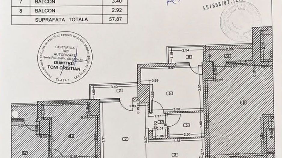 2 CAMERE ZONA CENTRALA DECEBAL 2 BALCOANE BLOC NOU - Schiță 10