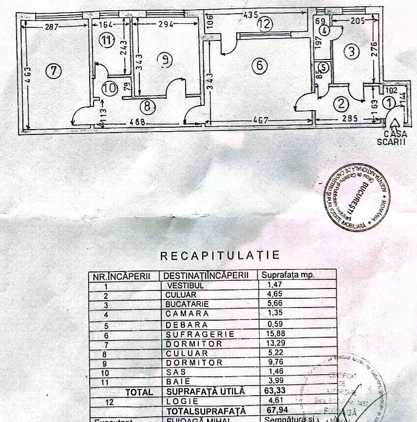 Apartament 3 camere bloc reabilitat Apusului, Pacii, Militari - Schiță 10