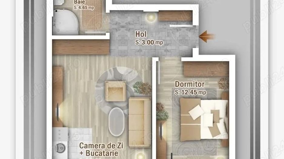 Vânzare Apartament 2 Camere – Design Modern & 2 Locuri de Parcare – S3 - Poză 3
