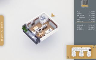 Apartament 2 camere spatios Titan Pallady  7 min Metrou Nicolae Teclu - Schiță 2