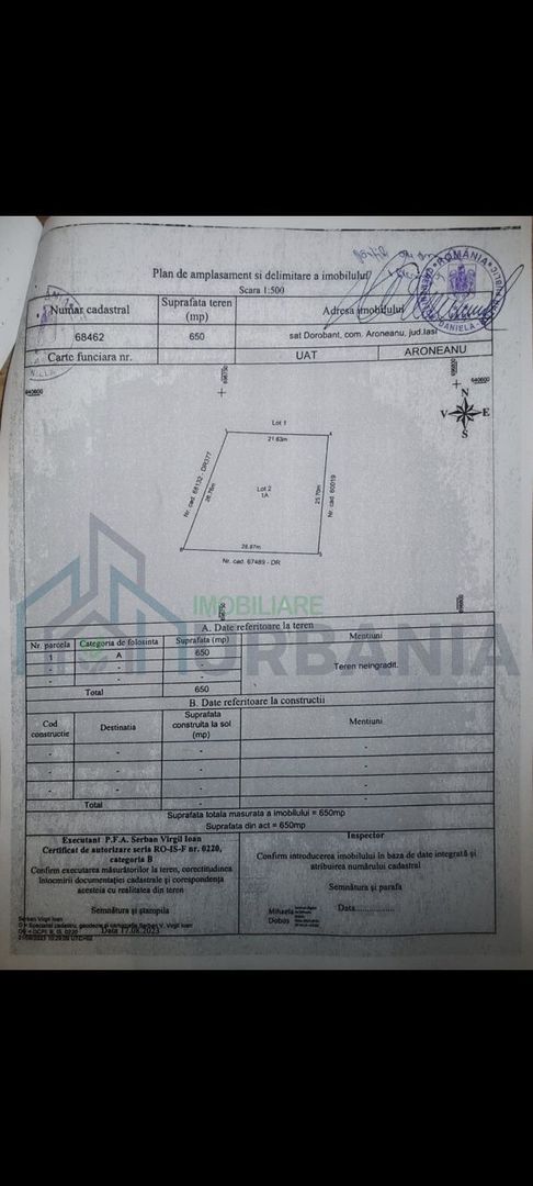 Teren intravilan 650 mp în Dorobanț, comuna Aroneanu - Poză 2