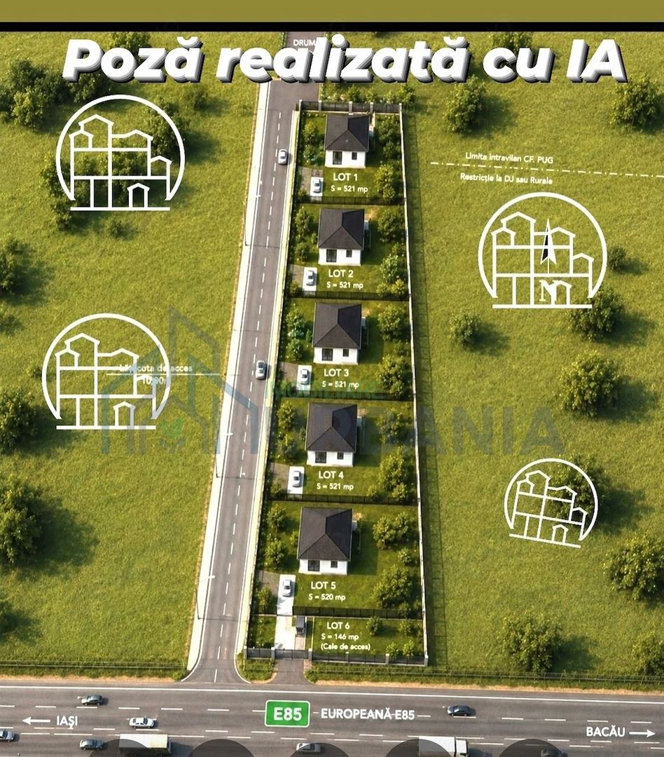 Teren de vânzare în Lețcani, acces E85 – 520 mp, utilități - Poză 1