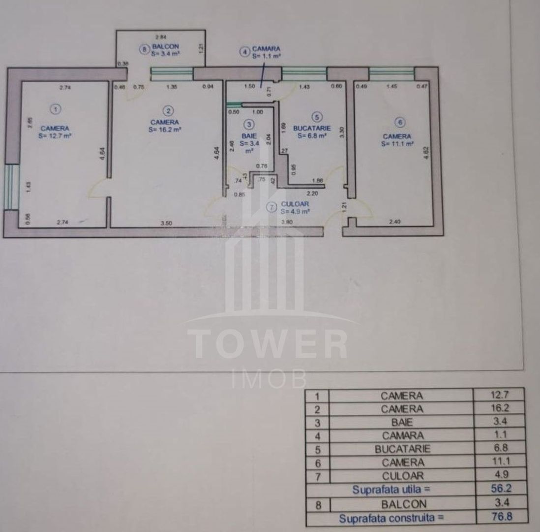 Apartament 3 camere | Etaj 1 | Balcon | 56mp | Calea Dumbrăvii – Zona ANAF - Poză 7