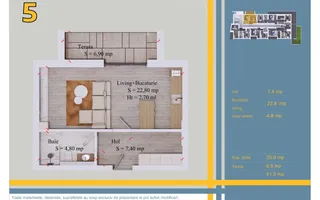 Garsonieră 35 mp + balcon 7 mp, Pallady | 12 min metrou Pallady - Schiță 12