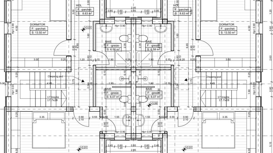 Duplex despartit prin spatiu tehnic  - teren 500mp - Poză 2
