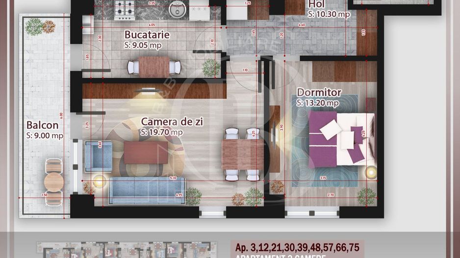 2 camere compartimentare ideala Titan Pallady Metrou N Teclu - Schiță 2
