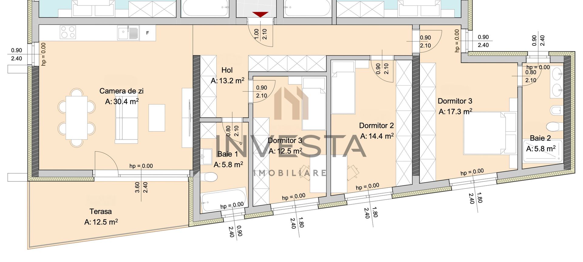 Apartament 4 camere, Marasti – zona The Office, proiect premium - Schiță 2