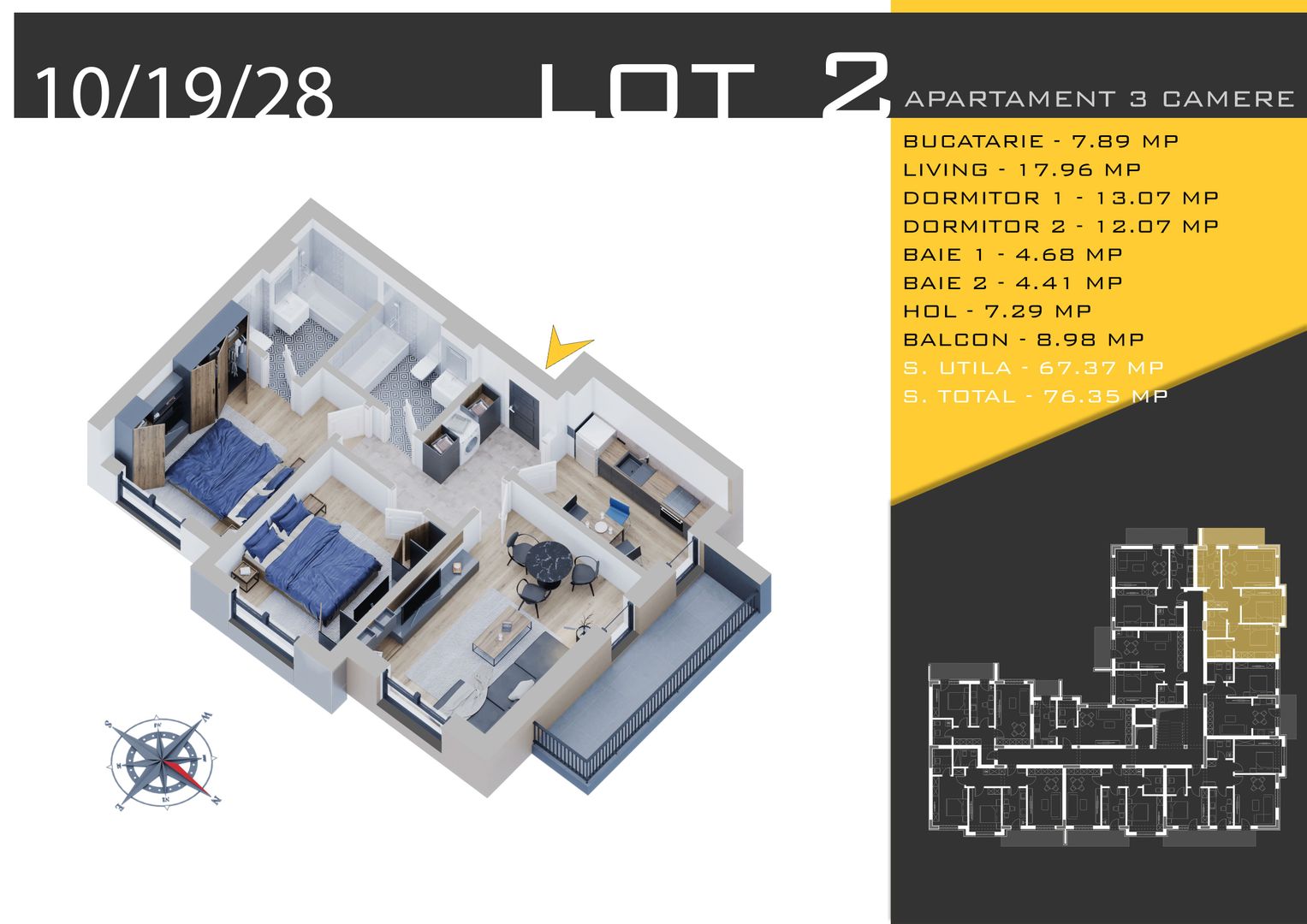 3 camere Parcare Bonus Titan Pallady Pret Promo de Lansare - Schiță 10