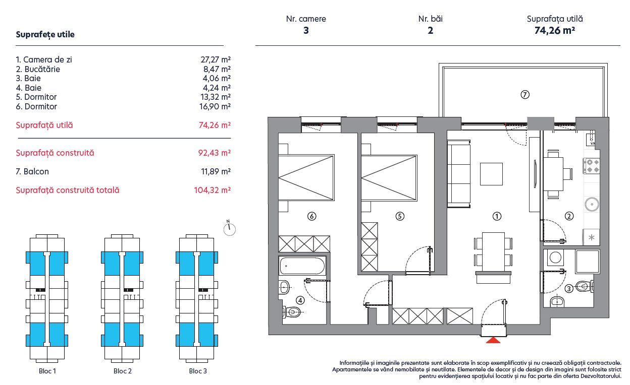 APARTAMENT 3 CAMERE | PALLADY | PROIECT NOU - Poză 9