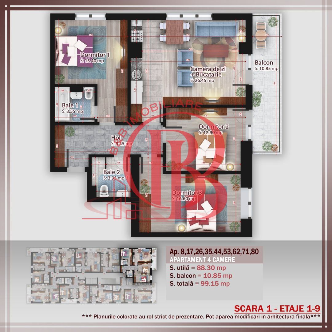 Apartament 4 camere compact  Titan Pallady Metrou Nicolae Teclu - Schiță 2