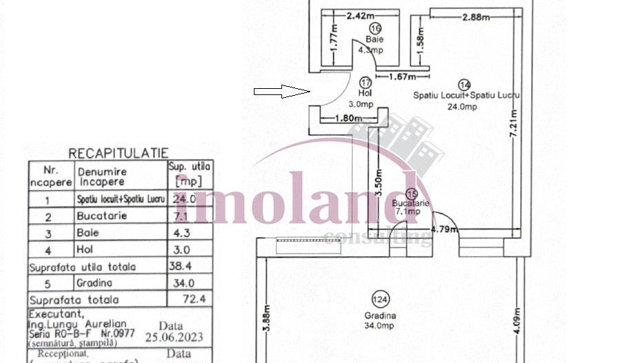 Studio + curte proprie - mobilat, utilat - Avalon Estate-Pipera - Schiță 16