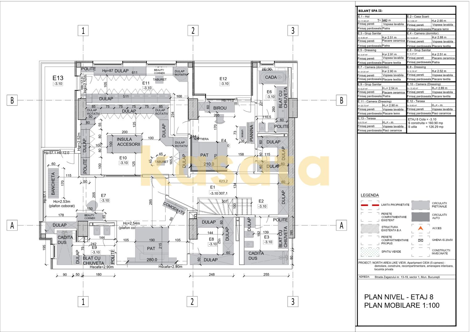 Penthouse I etaj 8-9-10 I terasa 100 mp I 225 mp utili I Zagazului - Schiță 2
