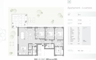 Apartament 4 camere cu Gradina 163 mp | Gated-Community | Pipera - Schiță 3