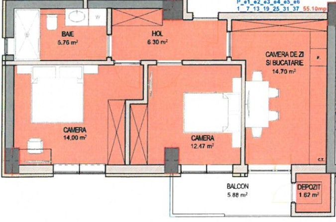 Apartament nou 3 camere, Doamna Stanca, Sibiu - Schiță 2