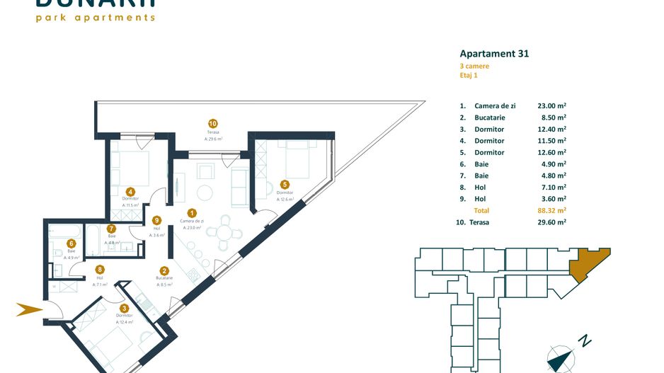 Apartament cu CF 3 camere finisat direct de la dezvoltator! - Poză 3