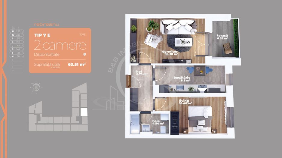 Liviu Rebreanu-Titan-Apartament 2 camere-Comision 0 - Schiță 9