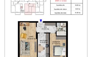 Ap 2 camere decomandat, zona Pallady Metrou Teclu Comsion 0 - Schiță 6