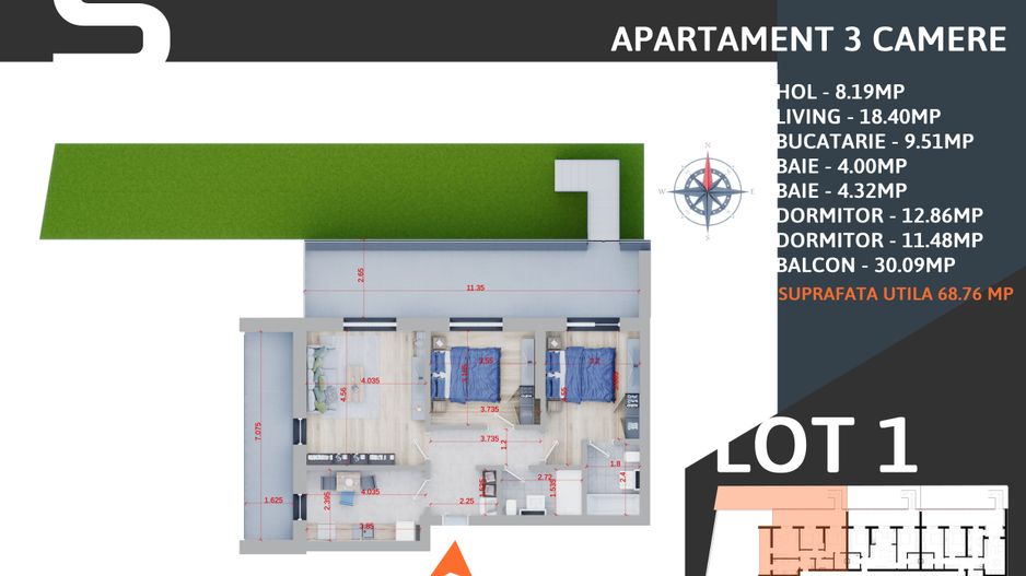 3 camere+GRADINA+PARCARE BONUS,Incalz.pardoseala,Pallady,Metrou,STB - Poză 5