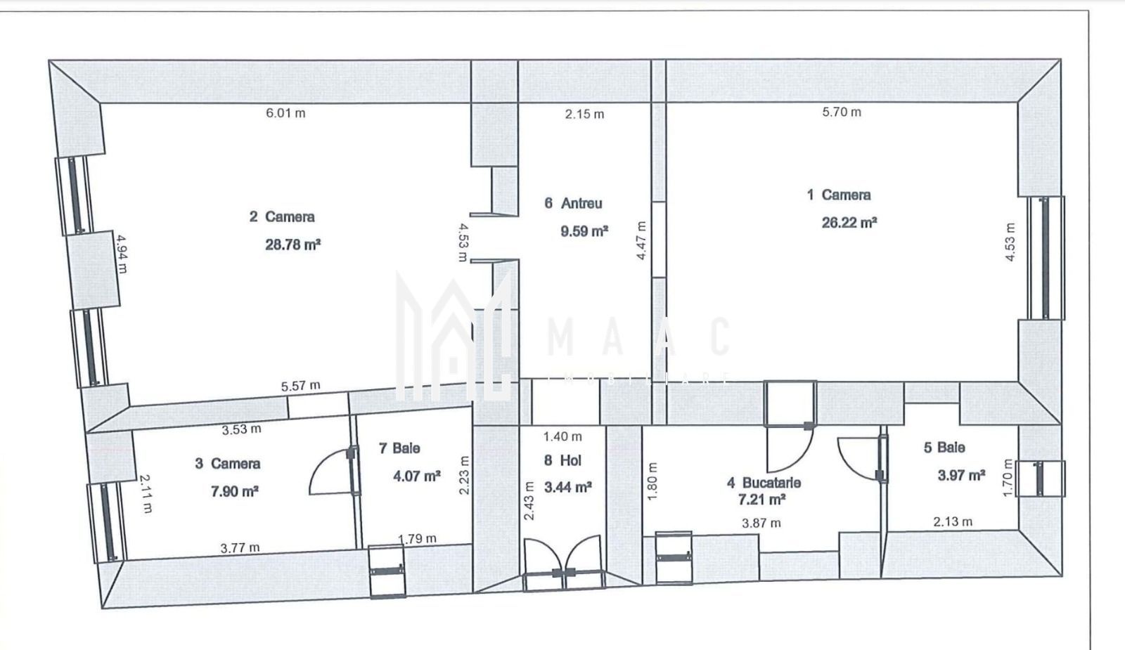 Apartament superb 3 camere 91 mpu zona Ultracentrala - Schiță 2