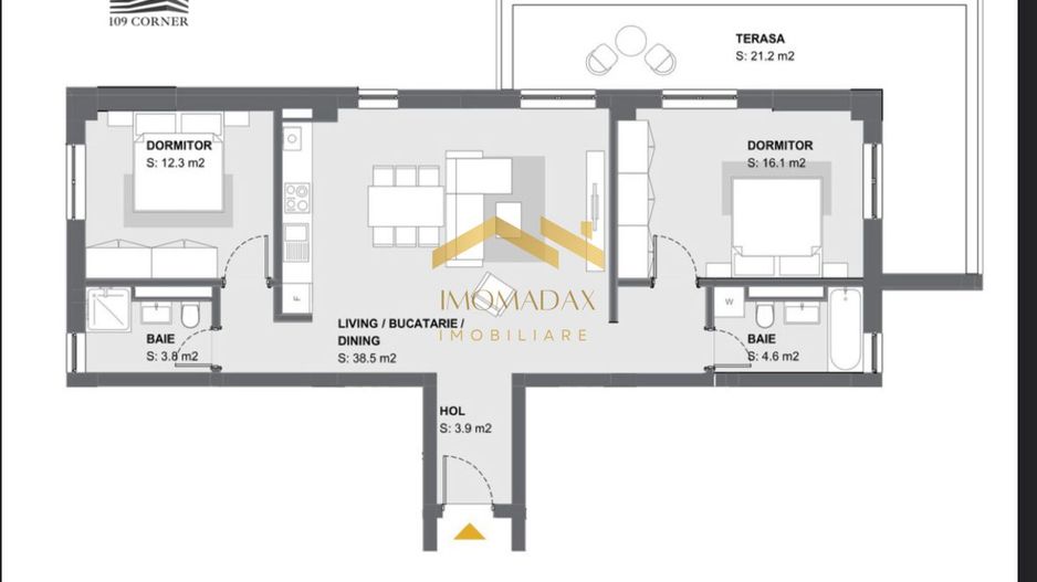 Aradului-3 camere-Terasa - Poză 14