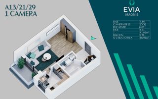 Garsoniera decomandata Proiect Premium Metrou Nicolae Teclu - Schiță 3