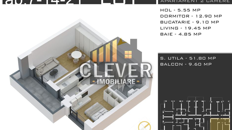 Apartament 2 cam Decomandat, Comision 0%, Zona Pallady - Schiță 9