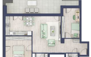 Apartament 3 Camere | 66,5 mp + Terasă 27 mp | – Sibiu - Schiță 13