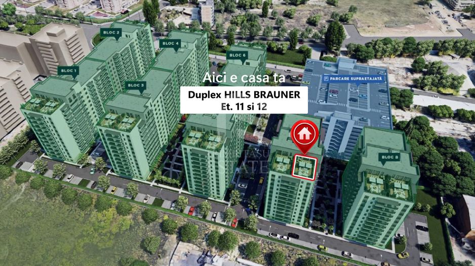 Duplex 4 camere | 126 mp+terasă 90 mp | Etaj 11–12 | Hills Brauner - Poză 5