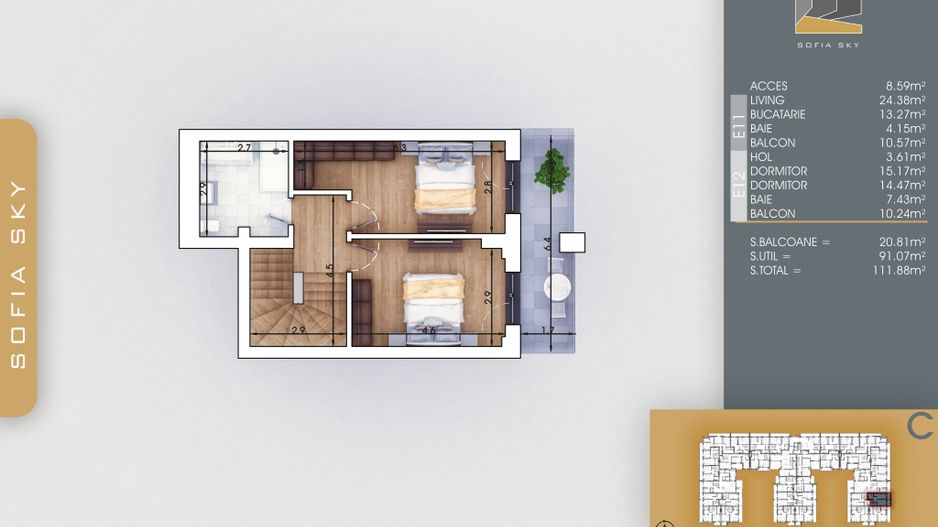 DUPLEX 3 CAM. SUPRAFATA DE 111MP./ SCOALA BRAUNER, METROU N TECLU! - Poză 2