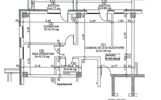 Apartament 3 camere semifinisat, Bloc nou,  zona Iulius Mall! - Schiță 2