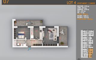 Apartament 2 camere Theodor Pallady-Metrou Nicolae Teclu - Schiță 1