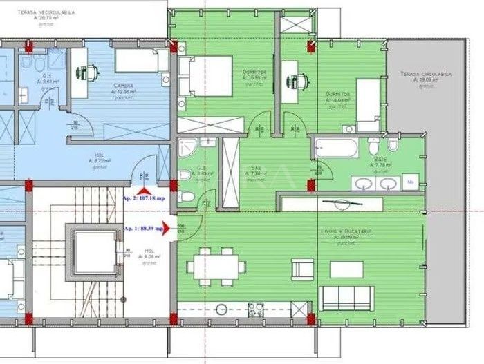 Apartament cu 3 camere de vanzare in Buna Ziua. - Poză 1