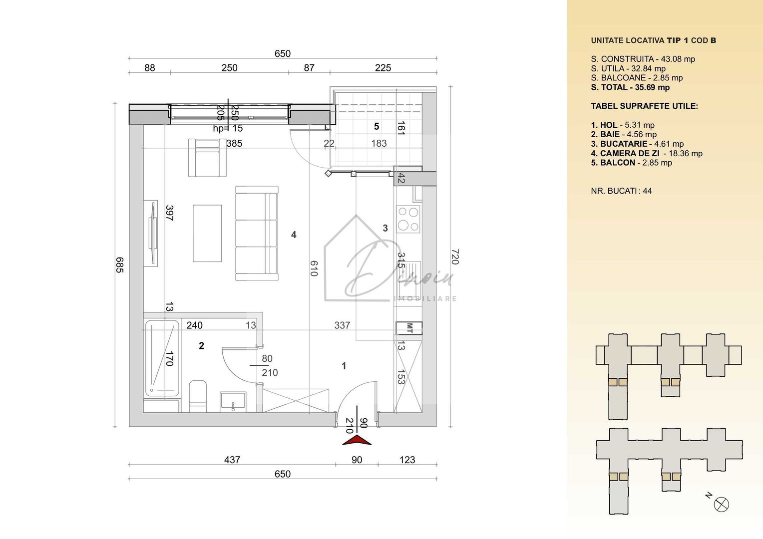 Obor Garsoniera 36 mp Obor High Garden East I Veranda Mall I Com 0% - Poză 3