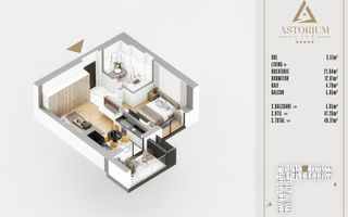 2 camere Izolatie Fonica Interioara Titan Pallady - Schiță 4