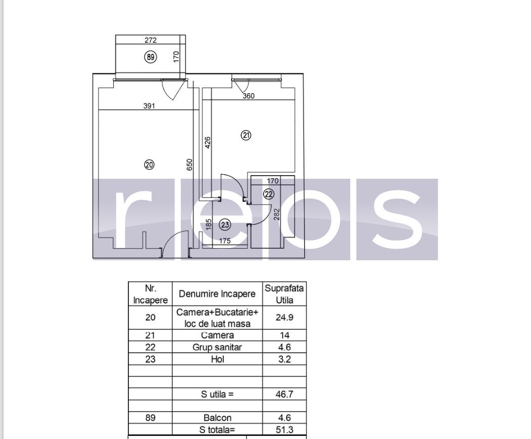 VANZARE APARTAMENT 2 CAMERE | BARBU VACARESCU | 51MP | MOBILAT-UTILAT - Schiță 21