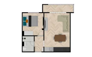 Garsoniera dubla 36 mp, dormitor separat, bloc 1984, renovata integral - Poză 16