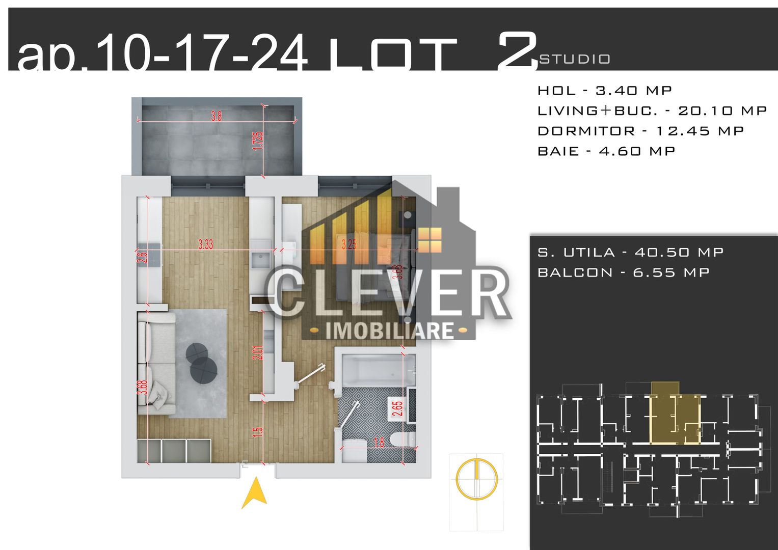 Studio 2 cam 40.50 mp, Direct de la Dezvoltator-0% Comision - Poză 2