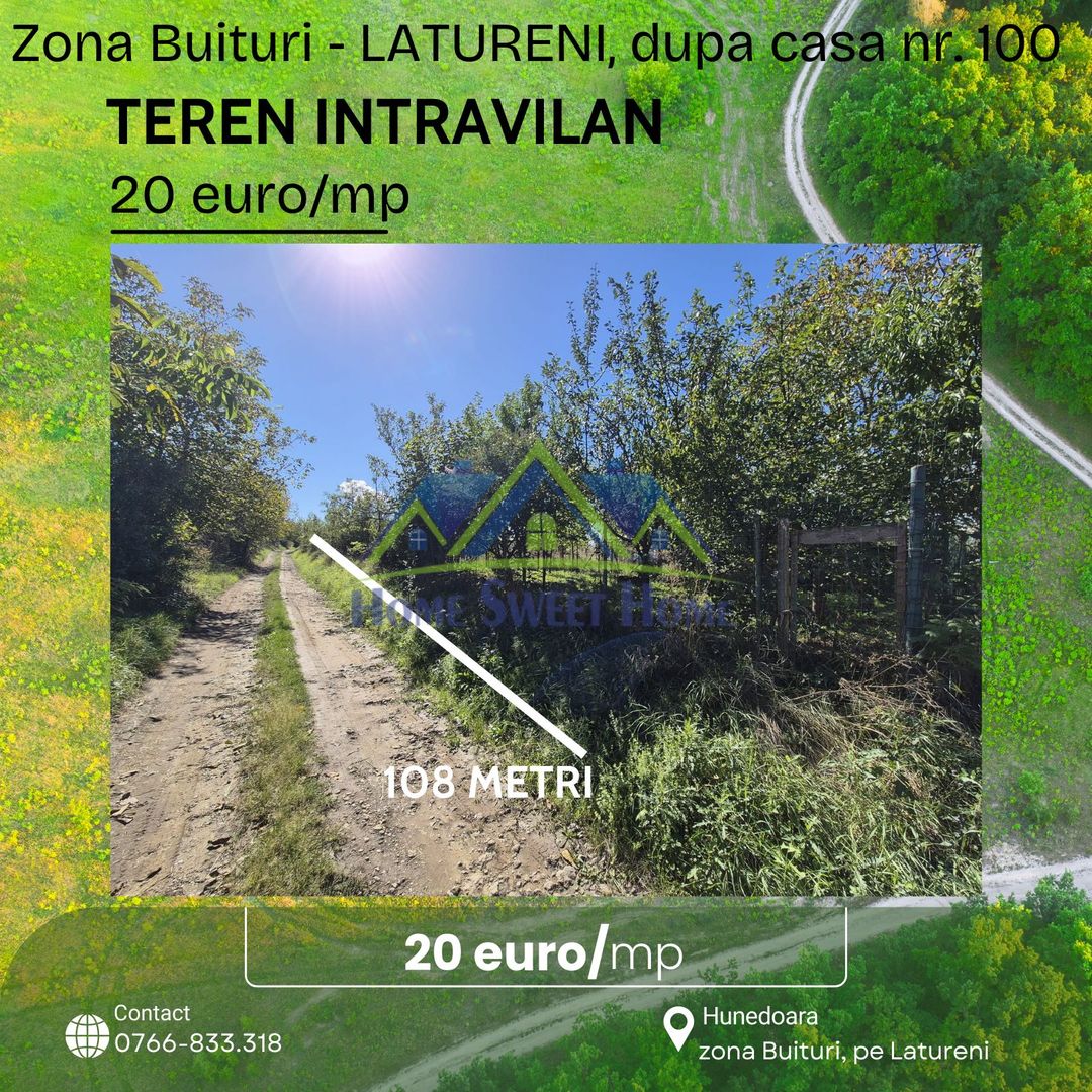 Teren intravilan în zona Lătureni – Buituri, în spatele casei nr. 100! - Poză 1