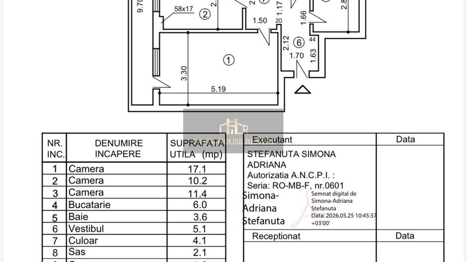 ❇️  3 Camere DECOMANDAT | Etaj 1 | Reabilitat Termic - VEDERE ÎN SPATE - Schiță 15