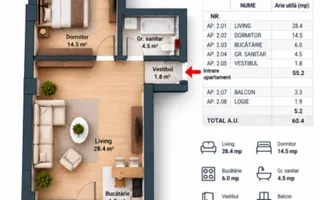 VANZARE APARTAMENT 2 CAMERE | LIZEANU | BLOC NOU | PARCARE | TERASA - Schiță 18