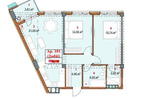 Vânzare, apartament 2 camere + living, str. Grenoble, Botanica - Poză 2