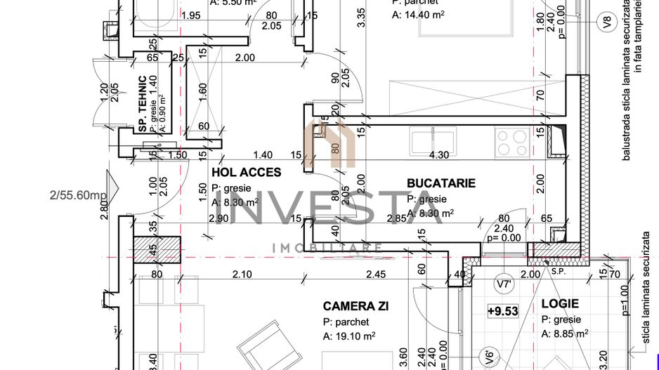 0% comision | Apartament 2 camere | Andrei Muresanu - Schiță 2