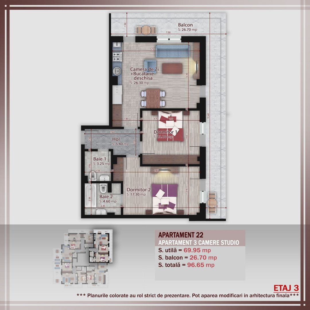3 camere -proiect nou- Metrou Nicolae Teclu - Schiță 10