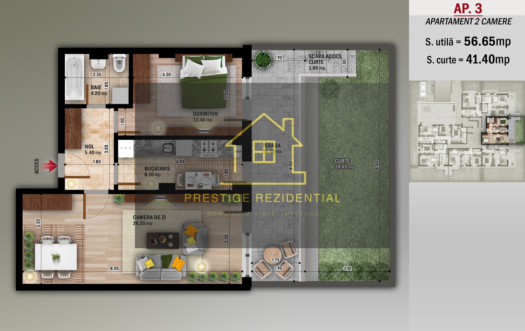 2 Camere+ Gradina,Incalzire pardoseala,N.Grigorescu-Metrou - Schiță 1