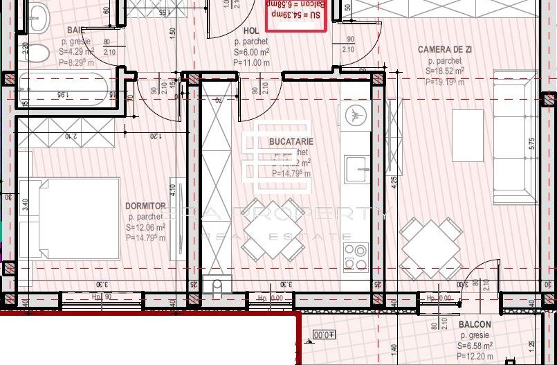 Apartament 2 camere 54.39 mp utili  | Șelimbăr – Zona Unirii - Schiță 7
