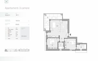 Apartament 3 camere | Proiect Nou | Gated-Community | Pipera - Schiță 3