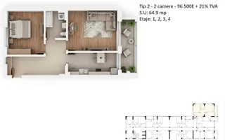 Apartamente 2 camere PLATINUM RESIDENCE Faza 3 - 2026 - Grand Arena - Schiță 31