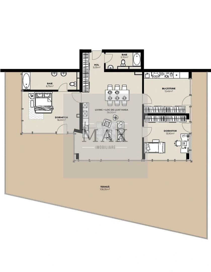 Apartament 3 camere de vânzare 94.85 mp Et.10 Mărăști Penthouse - Poză 1